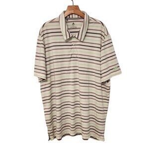 Adidas Polo Golf Shirt White Green Gray Striped Men’s 2XL XXL Casual Stretch